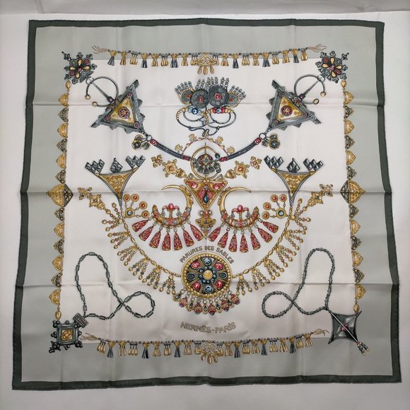 Hermes Accessories - Like New Hermes scarf Carre 90 Greens Silk100%